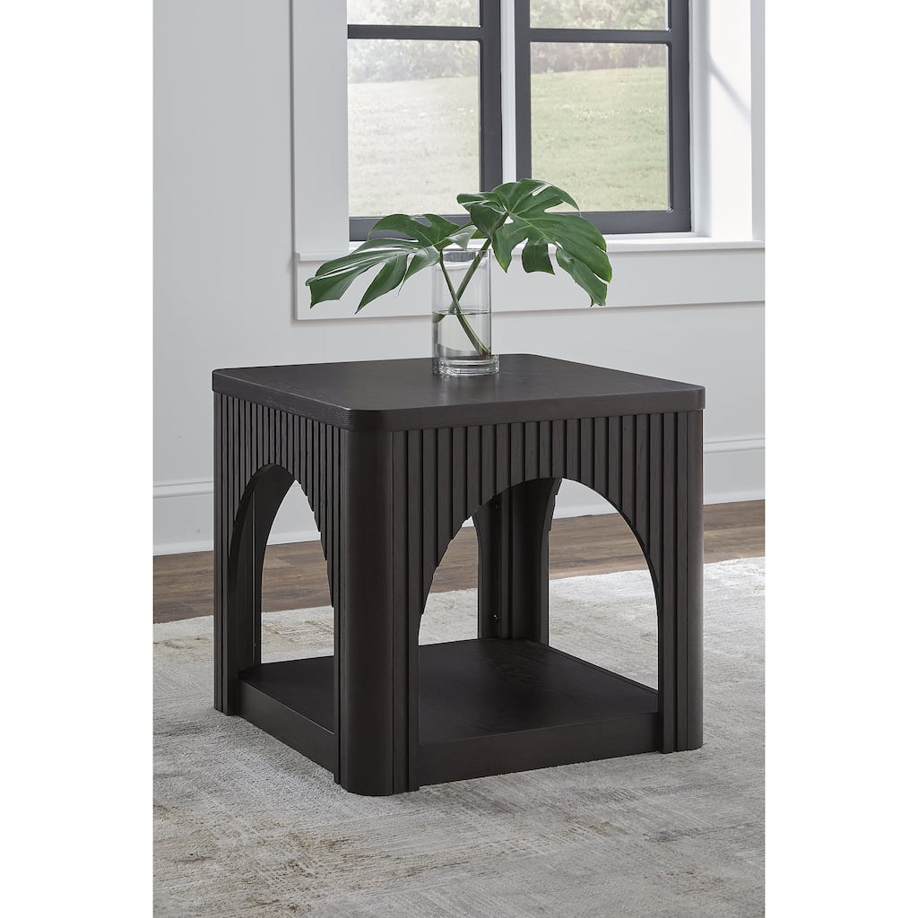 Signature Design by Ashley Yellink Black End Table - 24.13" W x 24.13" D x 22" H