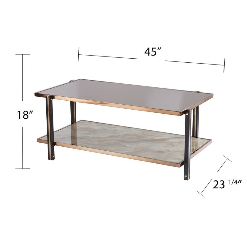 SEI Furniture Thornberry Champagne Metal with Smoked Mirror Coffee Table