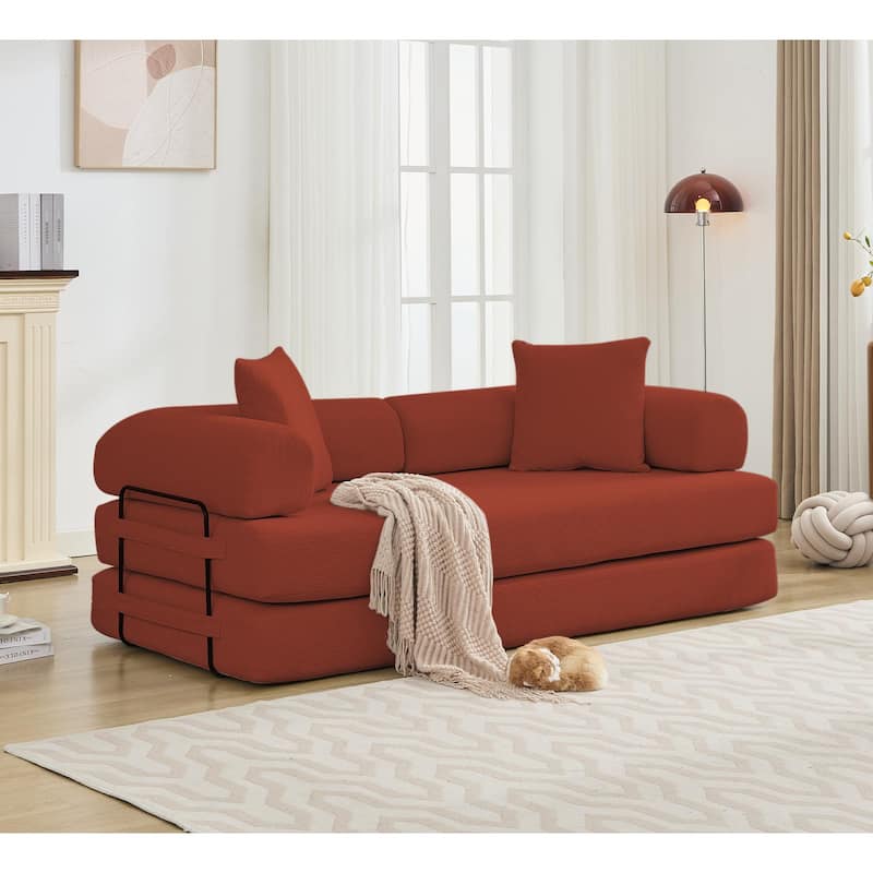 Corduroy Foldable Sofa Convertible into King Floor Bed w/ Non-Slip Pad
