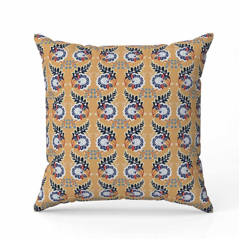 Botanical Bouquet Faux Suede Reversible Throw Pillow Light and Orange