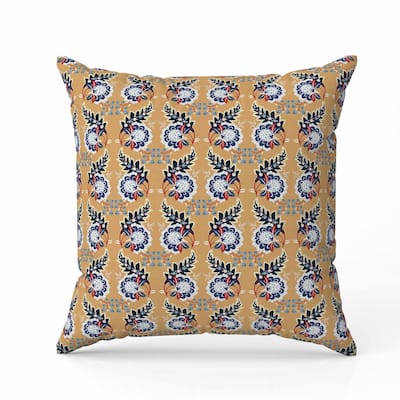 Botanical Bouquet Faux Suede Reversible Throw Pillow Light and Orange