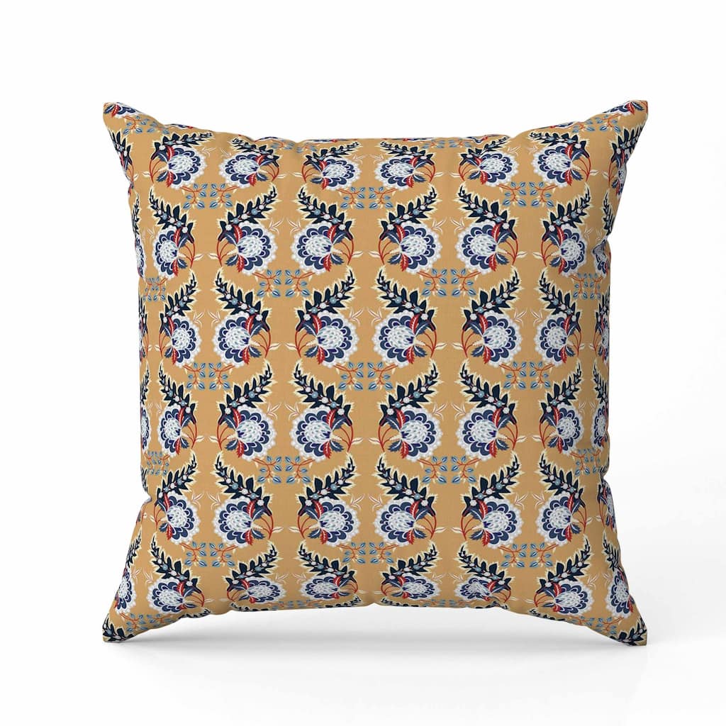 Botanical Bouquet Faux Suede Reversible Throw Pillow Light and Orange