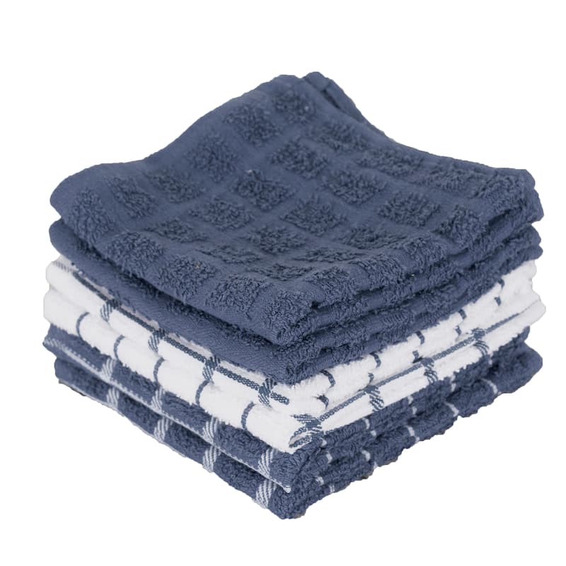RITZ Terry Check Dish Cloths (Set of 6) - Federal Blue