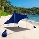 preview thumbnail 9 of 17, ALPHA CAMP Beach Sunshade 7.6 x 7.2 FT Portable Canopy Tent Sun Shelter Shade with Sandbag Anchors Navy