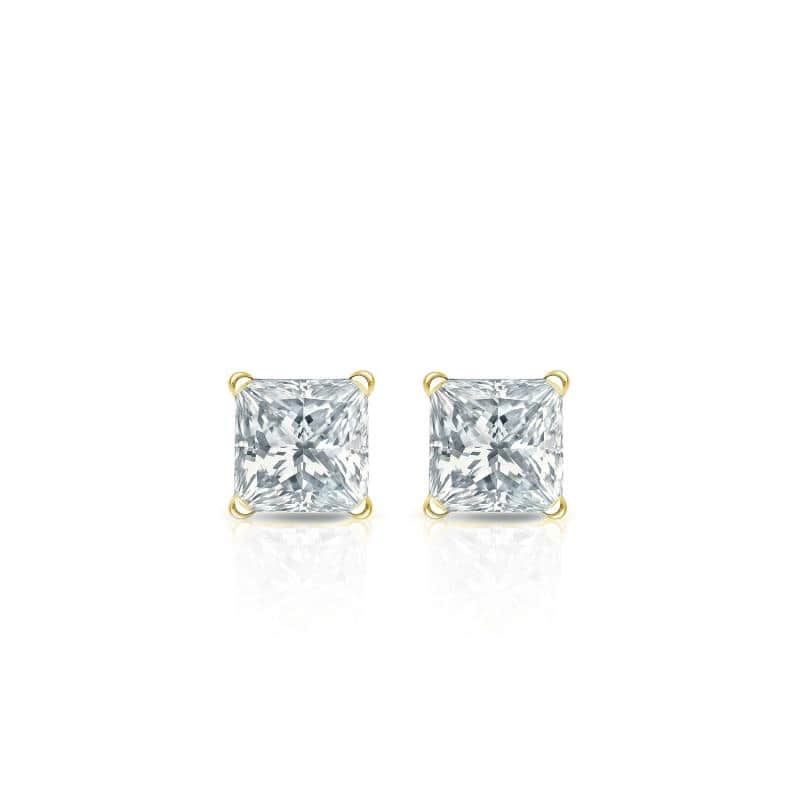 Auriya Plat Gold Lab Grown 10.00 carat TDW Princess Diamond Stud Earrings 4-Prong Martini Screw-back