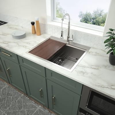Drop-in Topmount 18 Gauge Stainless Steel Single Bowl Kitchen Sink