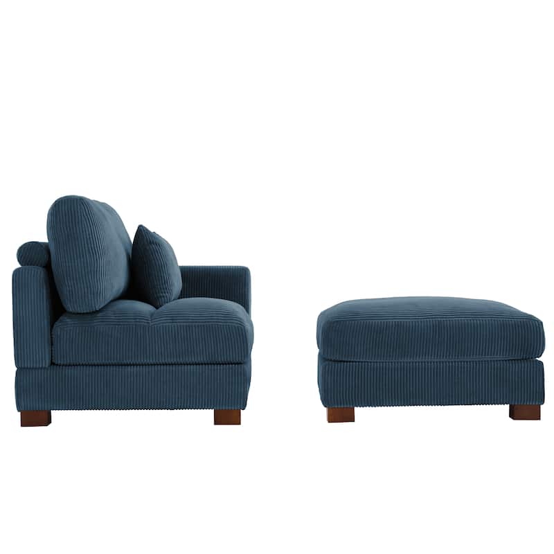 Modern 43'' Corduroy Comfy Sectional Chaise Lounge with Pillow
