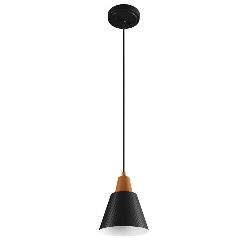 Industrial Metal Pendant Lighting with Wood Grain Minimalist Design for Kitchen Island