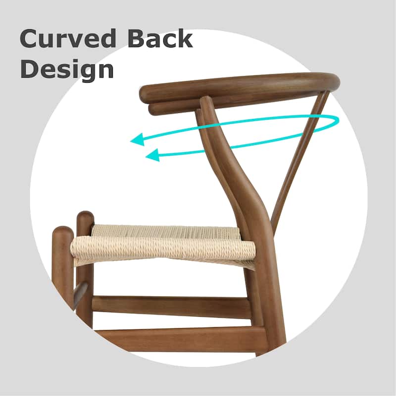 Modern Wood Dining Chair With Open Back Arm Armchair Hemp Seat For Home Restaurant Office