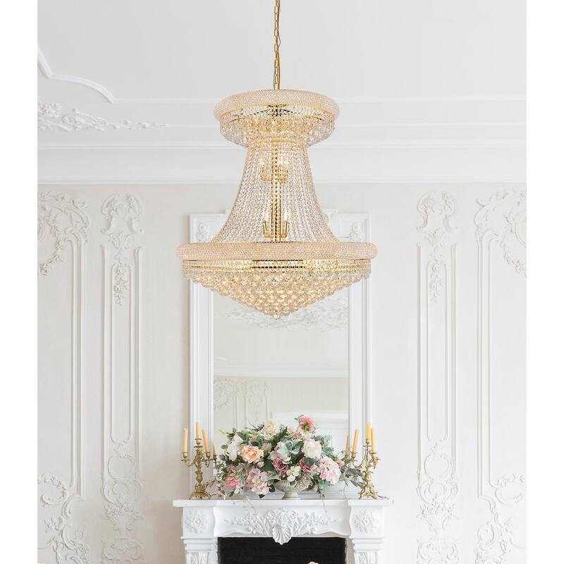 Elegant Lighting Gold Royal-cut 36-inch Crystal Clear Large Hanging Chandelier