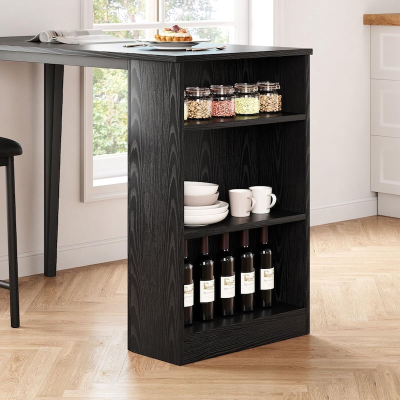 3-Piece 36in Wooden Counter Height Dining Table Set for Kitchen, Bar Table and Chairs
