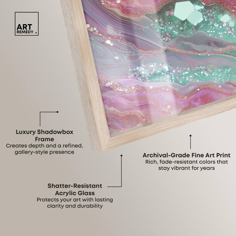 Pink and Mint Crystal II Shadowbox by Art Remedy
