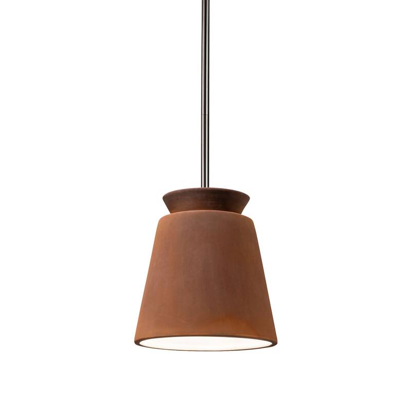 Justice Design Group Small Trapezoid Pendant - Rigid Stem - Real Rust/Brushed Nickel