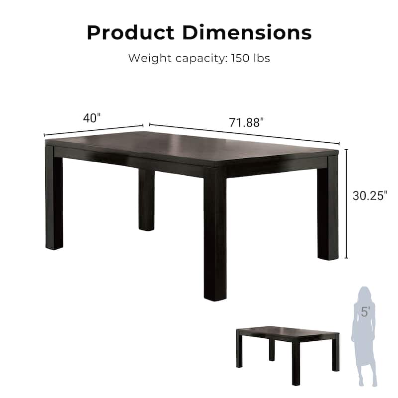 Furniture of America Plax Transitional Antique Black 72-inch Wood Dining Table