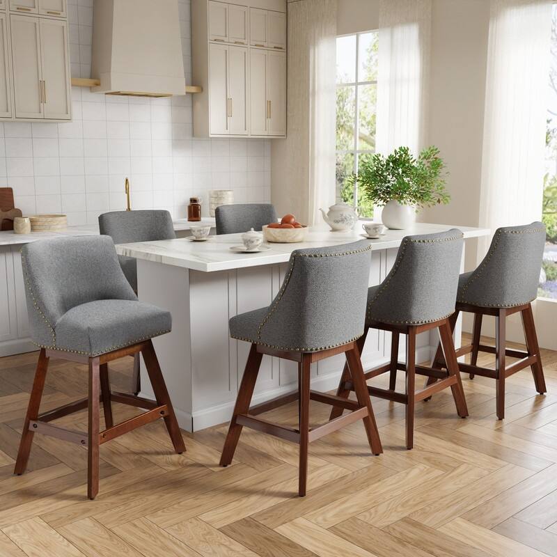 Counter Height Swivel Barstools Set of 6 - Gray