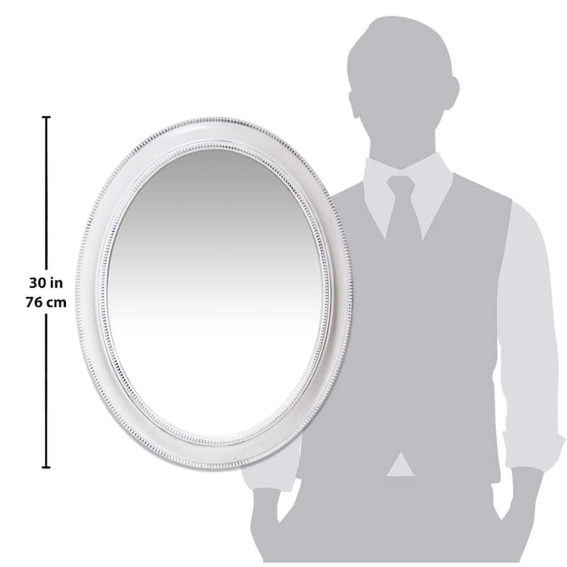 Sonore White Oval Accented Decorative Wall Mirror - 30 x 2 x 24