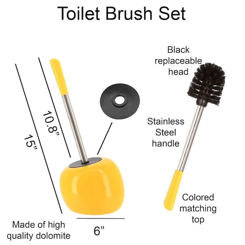 PISE Freestanding Toilet Brush and Holder Set - 15"H x 6"L x 6" W