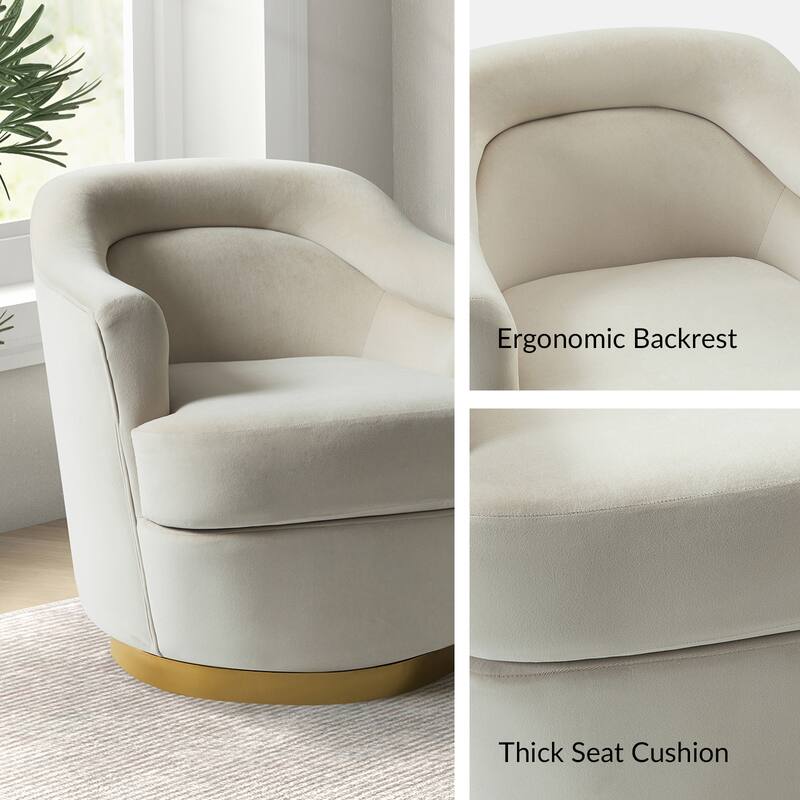 Kanstantin Modern Upholstered Swivel Barrel Chair with Golden Base Set Of 2 by HULALA HOME