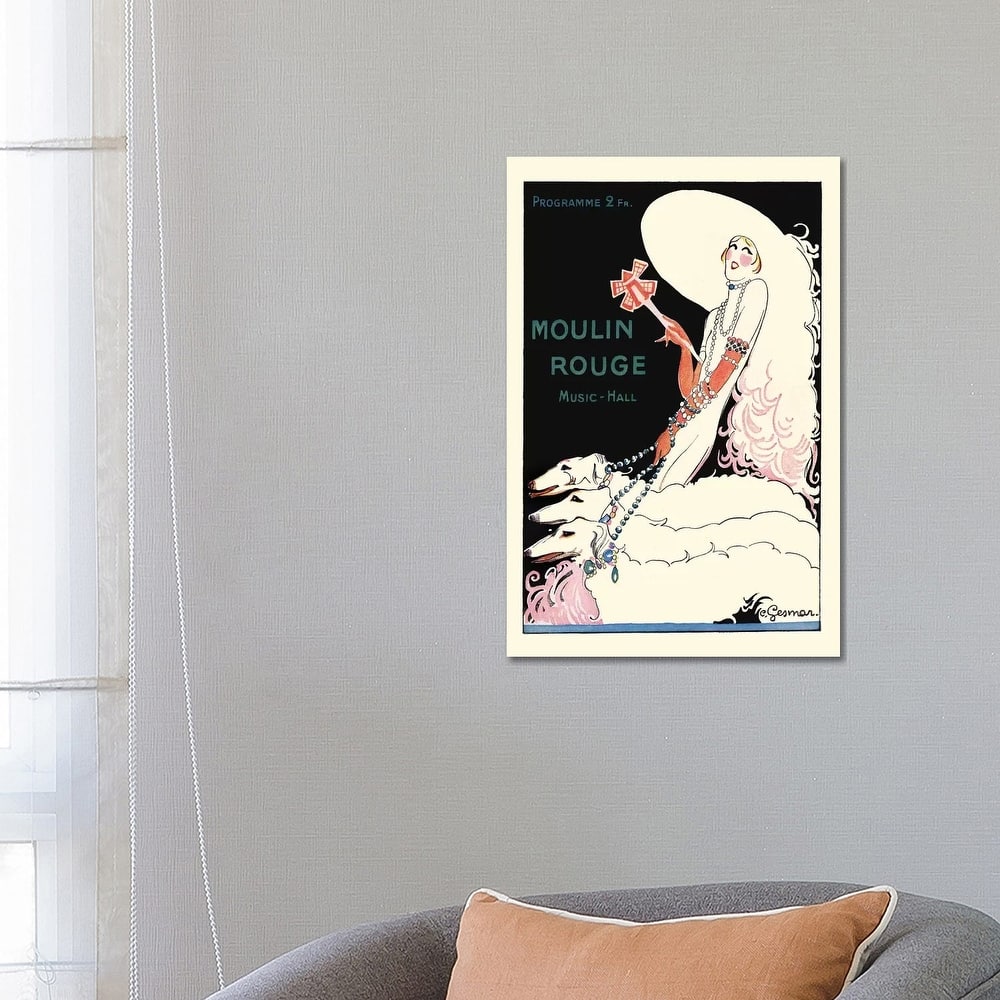 iCanvas "Moulin Rouge Music Hall Programme - Paris Qui Tourne, 1920s" by Charles Gesmar Canvas Print