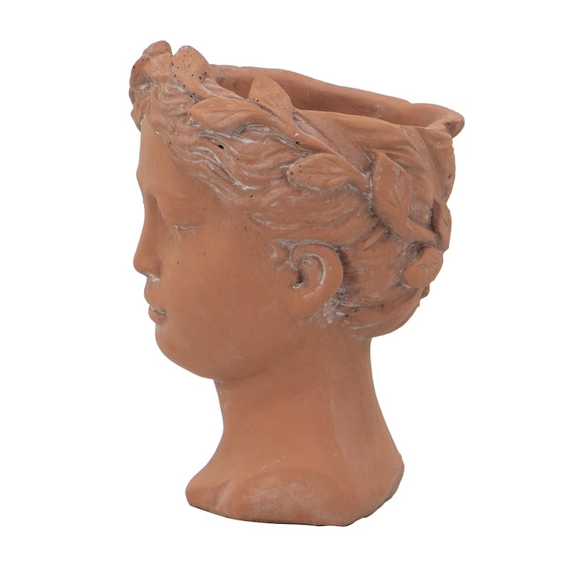 D6x9" Visage Head Bust Planter, Brown