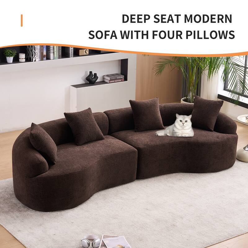 110" Foam Classic 4-Seater Sofa with 4 Pillows for Apartment