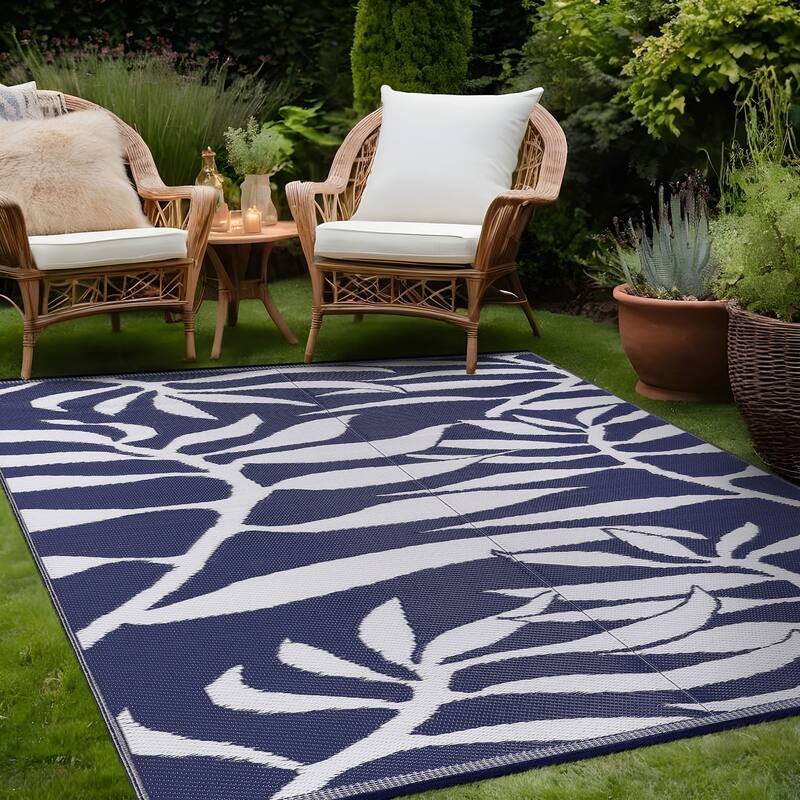 Beverly Rug Tropical Blue Reversible Outdoor Area Rug