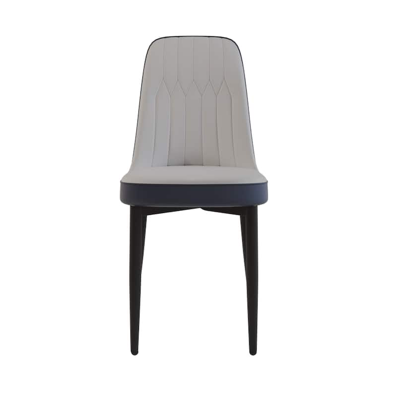 A set of 4 Dining Chair Modern Style Chair Made of High-Quality PU Leather Fabric w/ Thick Soft Cushions - Beige+Black