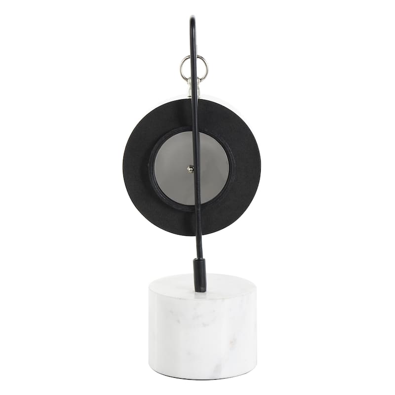 Stainless Steel Metal Suspended Decorative Clock with Black and White Stand - Silver - Roche River Decor