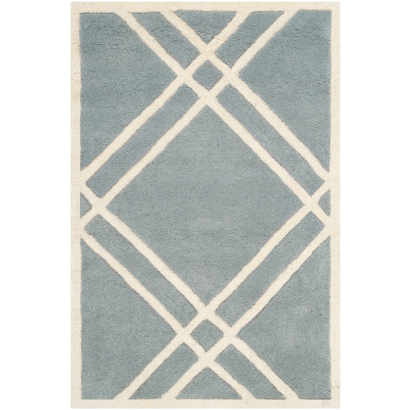 SAFAVIEH Handmade Chatham Geronda Modern Moroccan Wool Rug - 2' x 3' - Blue/Ivory