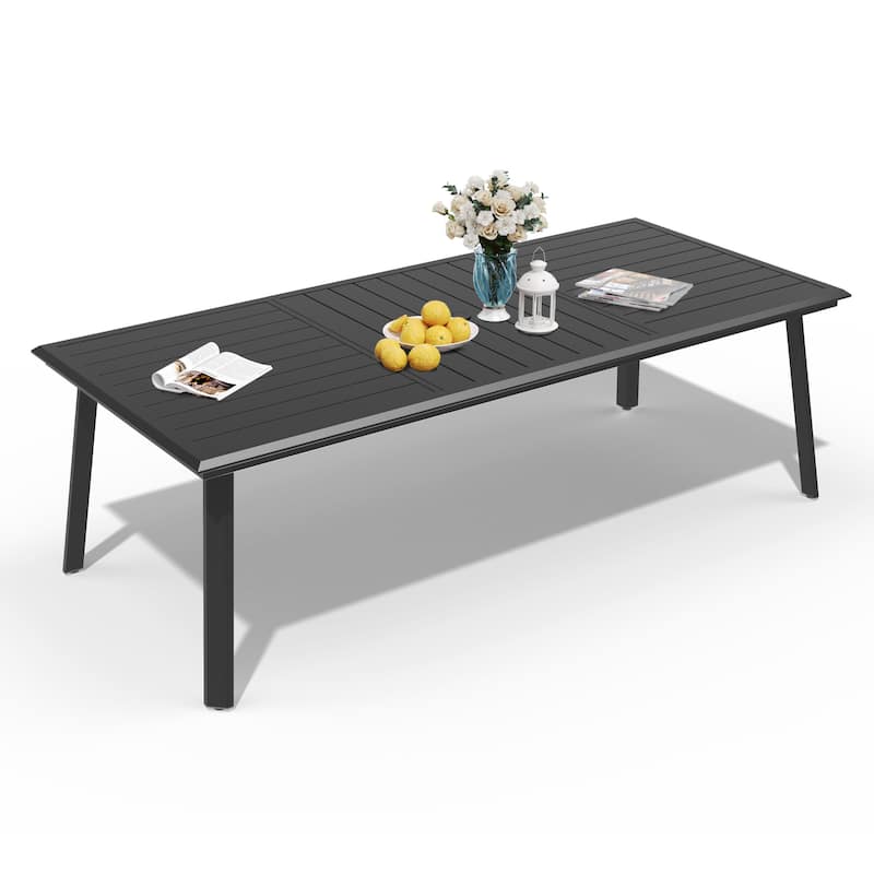 Pellebant Outdoor Aluminum Dining Table with Umbrella Hole for 6-8 Person