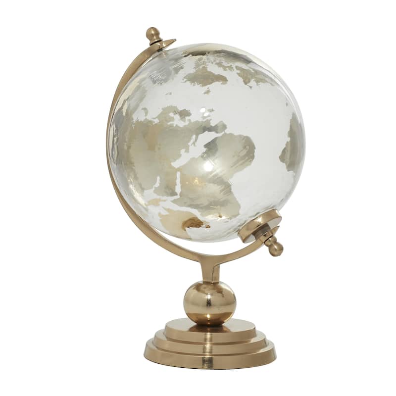 Aluminum Metal Globe with Tiered Base - Copper, Gold or Silver - Roche River Decor