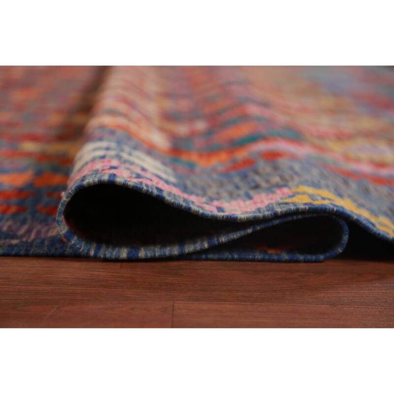 Geometric Kilim Oriental Large Rug Flatweave Dining Room Wool Carpet - 9'10"x 16'1"