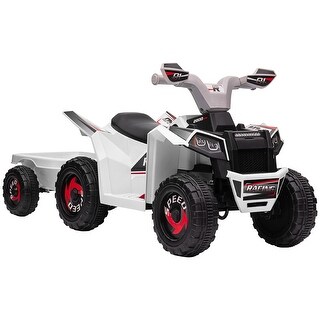 Electric ATV with Back Trailer for Toddlers, Safe 6V Ride-On Car with Rugged Wheels, Foot Pedal Control, and Realistic Design