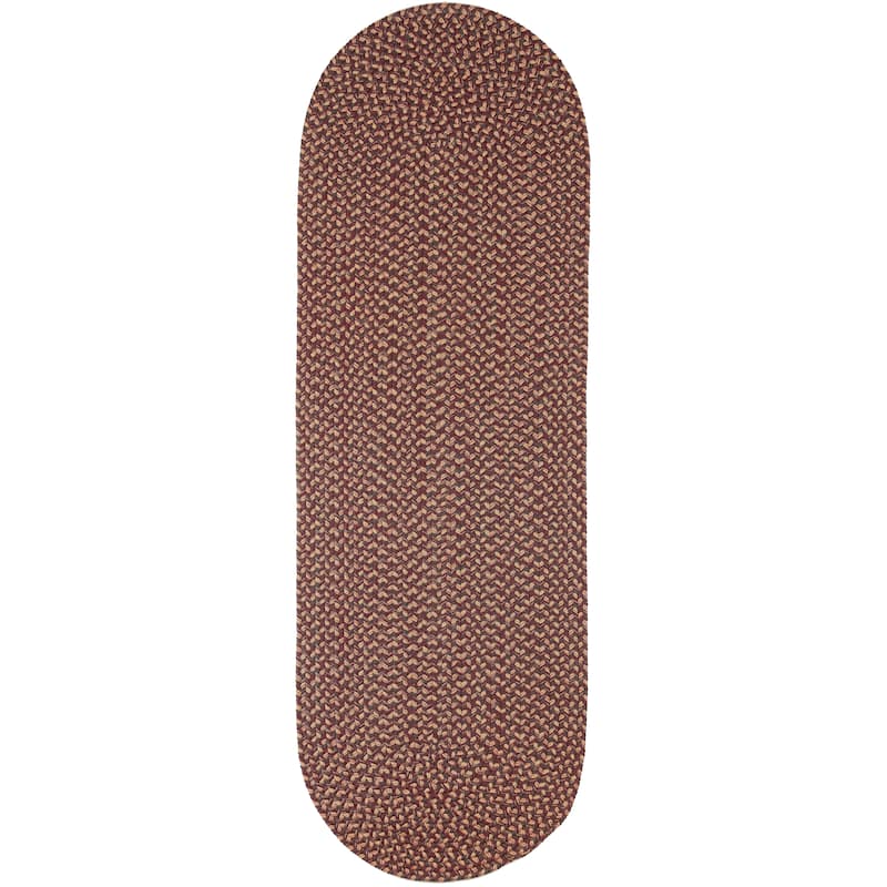 Rhody Rug Lexington Tweed Indoor/Outdoor Braided Rug - 2' x 6' Runner - Garnet