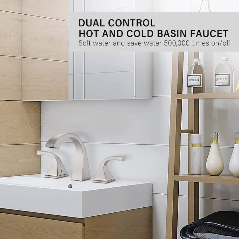 Modern 2 Handle Bathroom Sink Faucet with Ceramic Valve Core, Anti Corrosion, Anti Rust, Anti Fingerprint