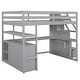 preview thumbnail 8 of 30, Full Size Grey Loft Bed with Desk, Shelves, Storage Staircase, and Two Built-in Drawers for Maximized Space