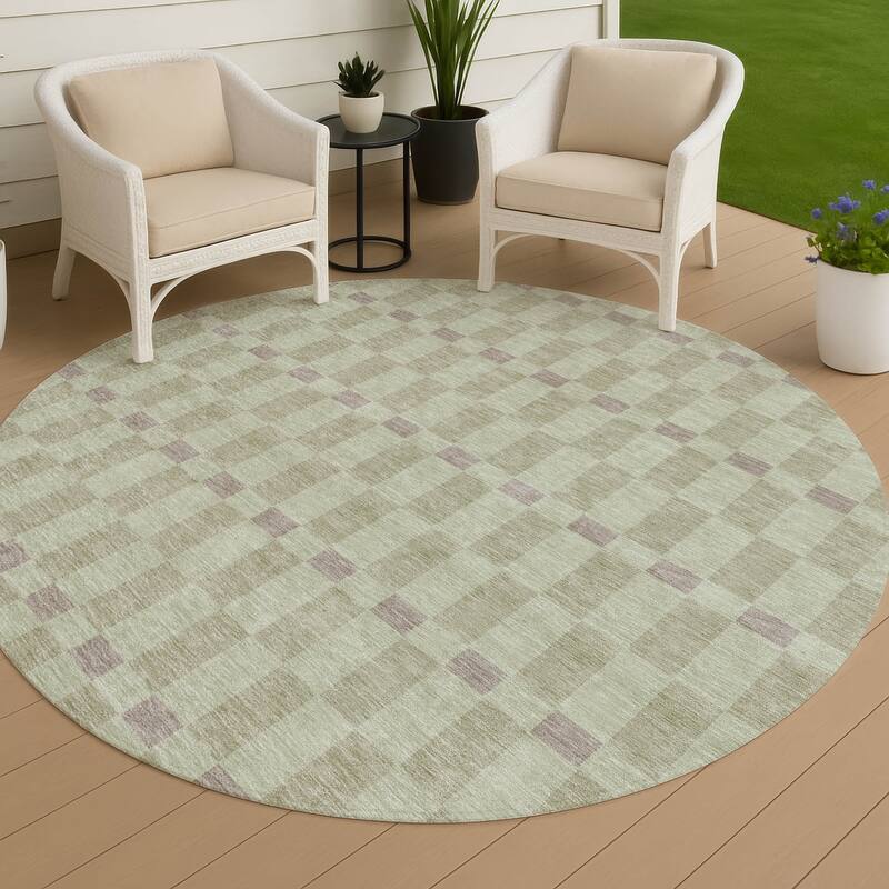 Machine Washable Indoor/ Outdoor Modern Augusta Chantille Rug - Celery - 8' x 8'