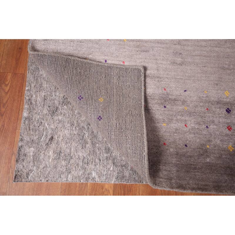 Gabbeh Oriental Area Rug Hand-Knotted Tribal Brown Wool Carpet - 7'8"x 9'9"