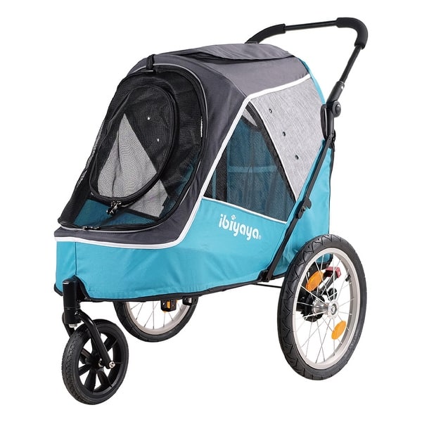 slide 2 of 7, ibiyaya 2-In-1 Happy Pet All Terrain Bike Trailer Jogger Stroller, Ocean Blue - 31