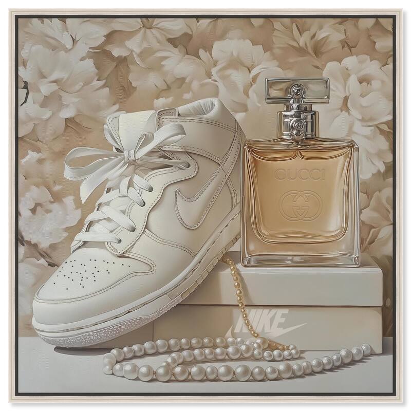 White Sneakers and Pearls Canvas by Art Remedy - Silver - 12" x 12"