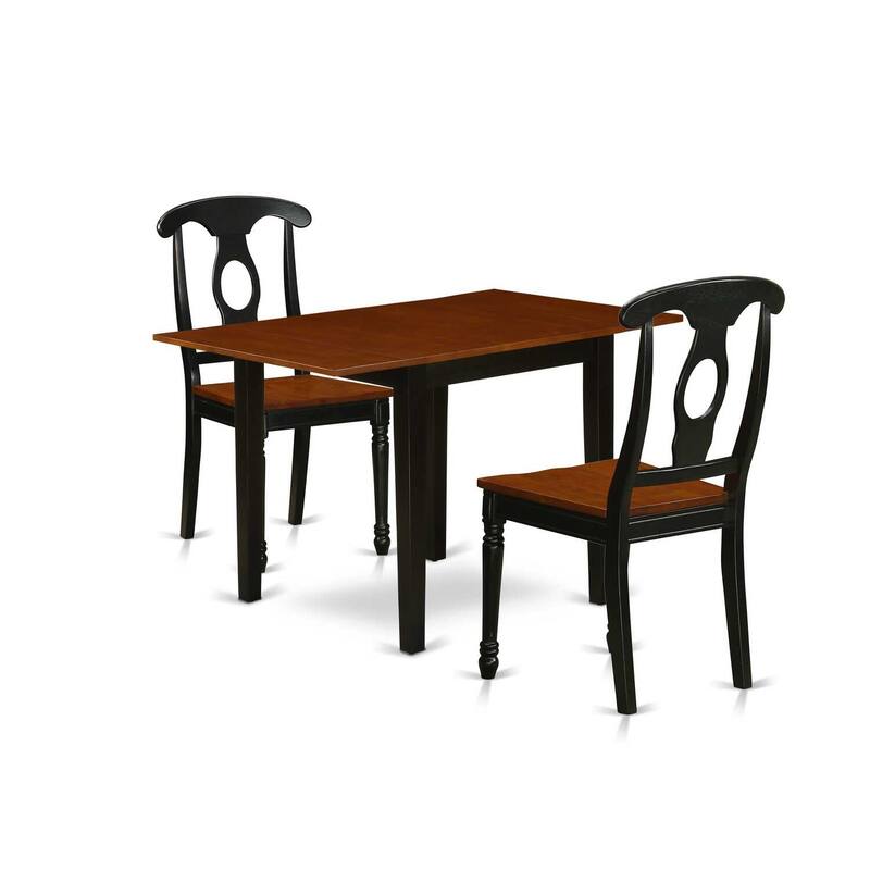 HomeStock 3-Pc Black and Cherry Finish Solid Wood Top Dining Table Set