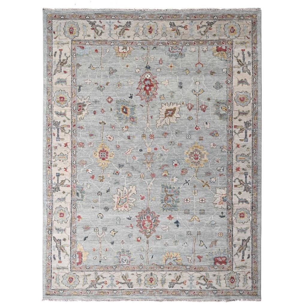 Shahbanu Rugs Yarmouth Blue Tone On Tone Oushak Inspired Supple Collection Hand Knotted Soft Pure Wool Oriental Rug 9'x12'2"