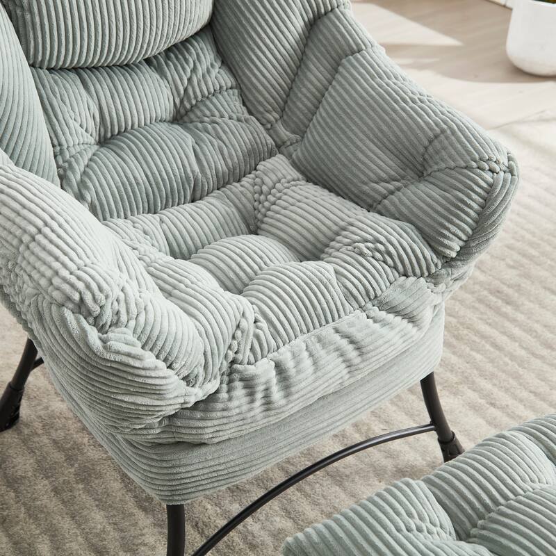 Modern Lounge Chair with Ottoman, Leisure Chair with Footrest for Small Space