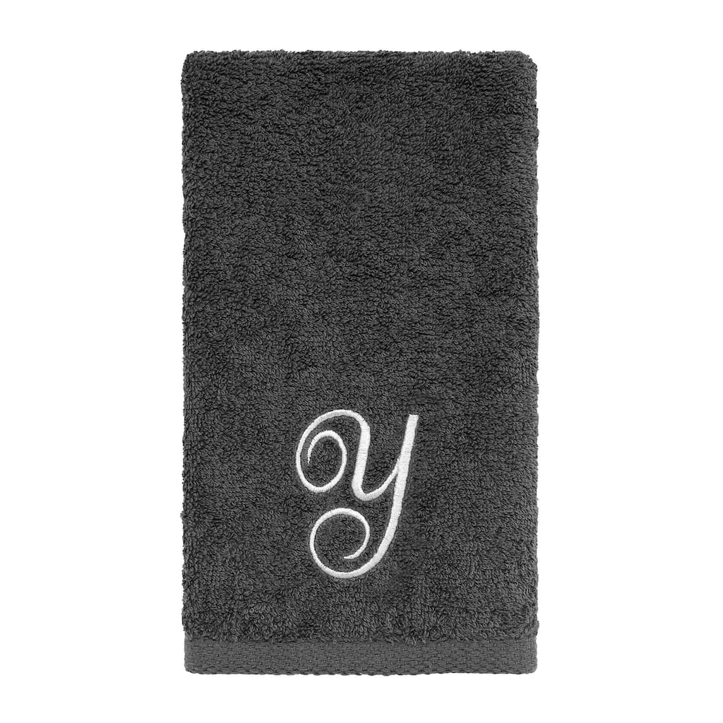 Avanti Linens Granite/Silver Script Monogram Fingertip Towel Letter Y - Fingertip Towel