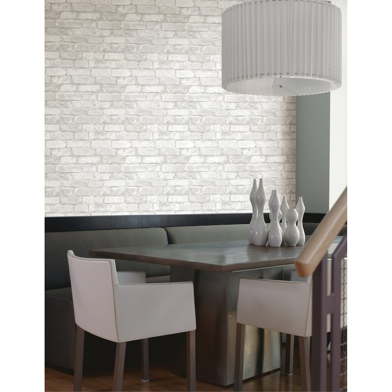 Brewster Davis White Brick Wallpaper - 20.5in x 396in x 0.025in