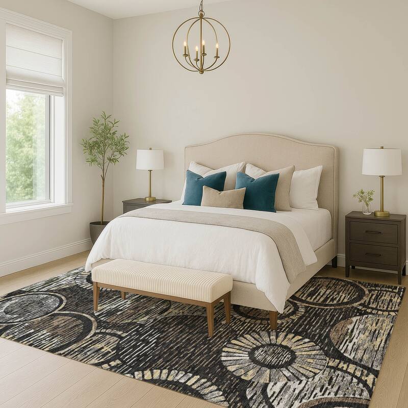 Machine Washable Indoor/ Outdoor Modern Grover Chantille Rug