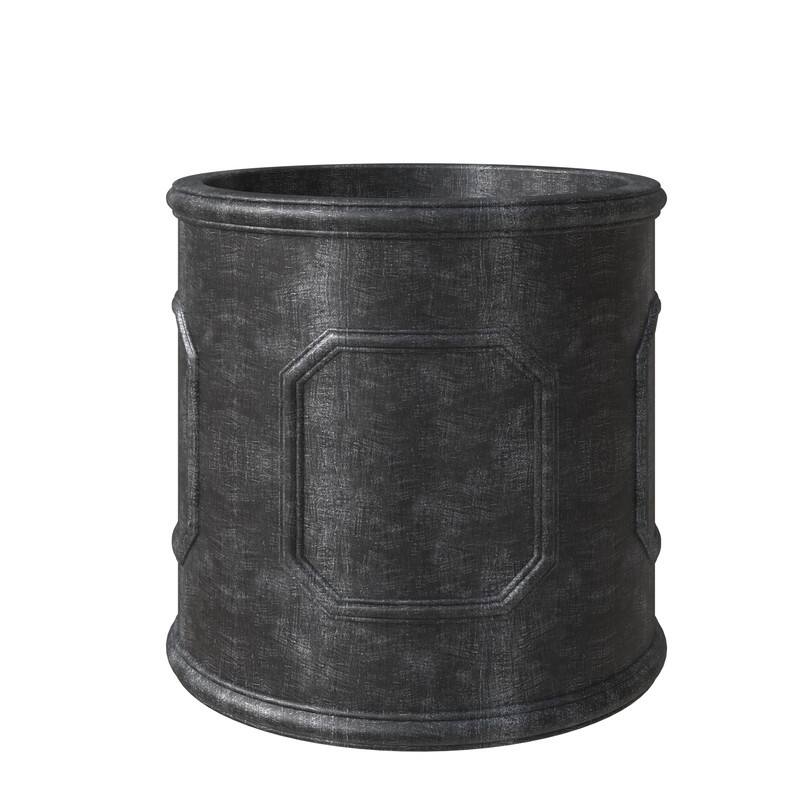 Meadow Classic Round Fiberstone and MGO Clay Planter with Drainage for Indoor Outdoor Home Office Yard Patio Fully Assembled - 11 Inch - Black