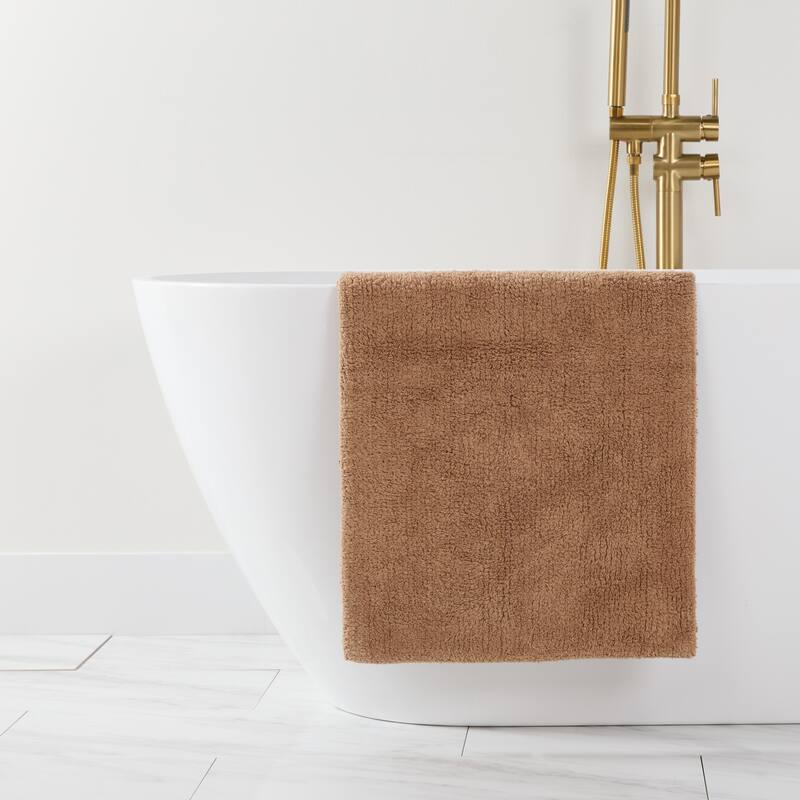 Becky Cameron 100% Cotton Reversible Solid Bath Mat - 34" x 21" - Mocha