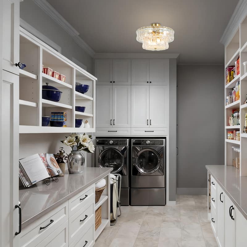 2-Tiere Golden Semi-flush Mount Ceiling Light for Living Room - 17.32in