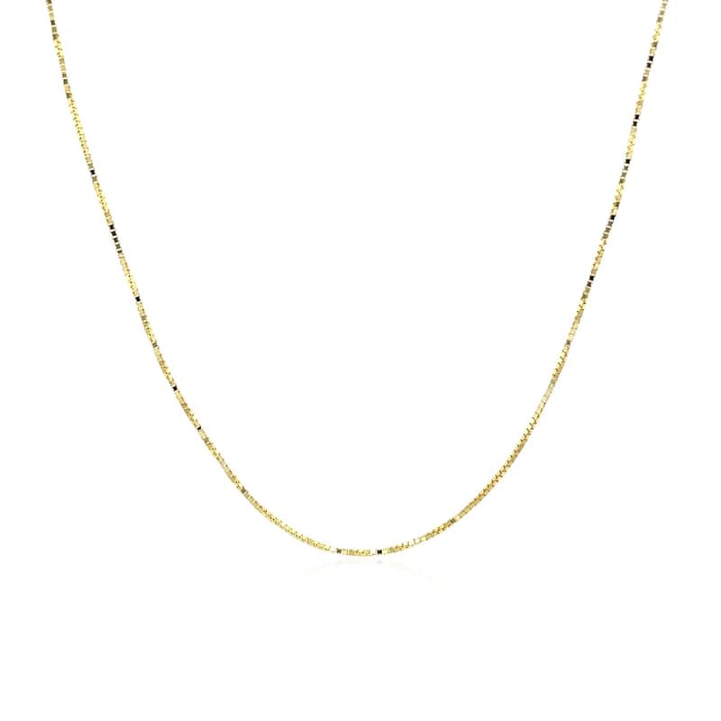 MayaMila 18k Solid Yellow Gold Thin Box Chain Necklace 0.6mm 16"-20"